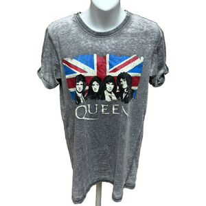 Womens Queen T-Shirt Size Small Distressed Gray Freddy Mercury Rockability Top